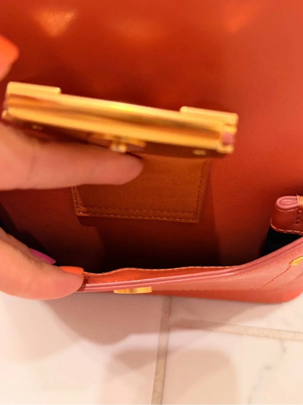 Cromia Elegant Orange Women's Backpack with Gold Hardware